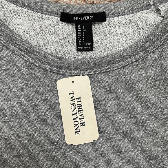 Forever 21 Heather Grey Cropped Sweatshirt White Mesh Trim Athletic T-shirt NWT - Picture 16 of 16